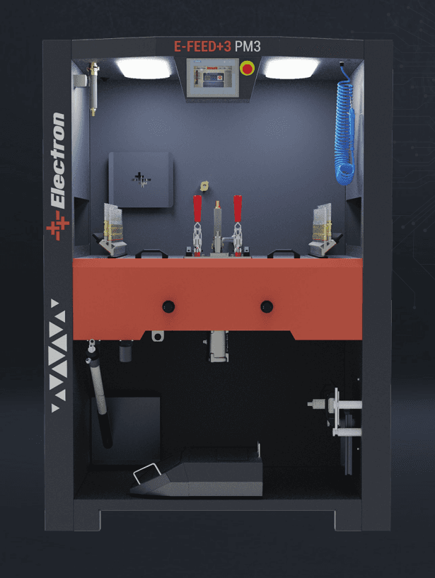 Electron E-FEED+3 PM3 powder center booth with fully enclosed tank