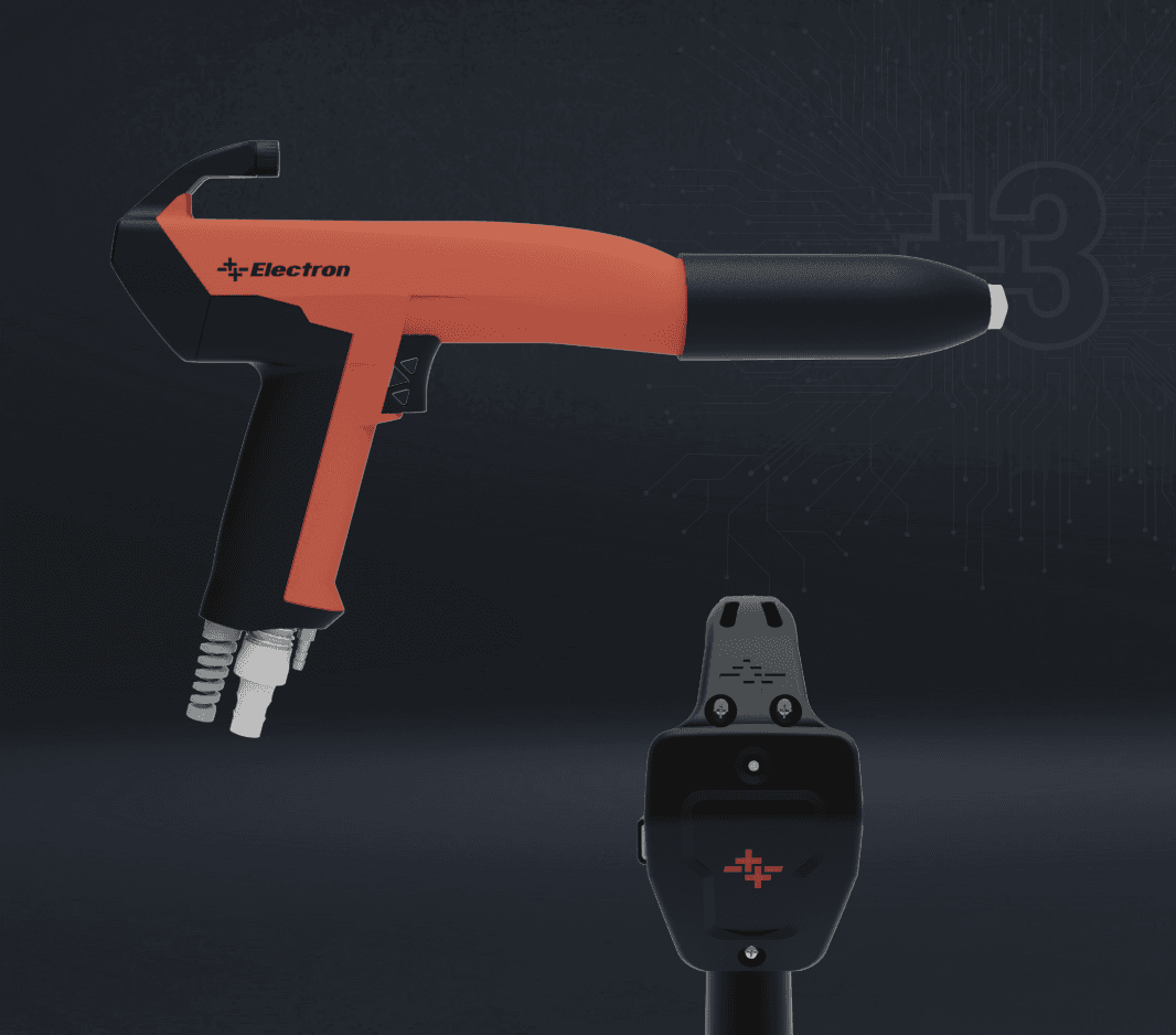 Electron E-GUN+3 C2 manual powder coating gun with control panel attachment